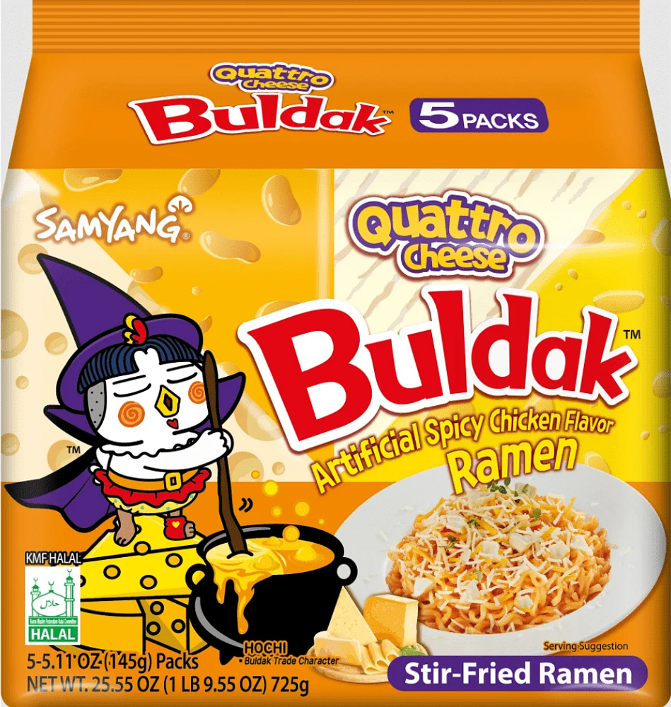 Samyang – Nouilles Buldak au Poulet Épicé (Quatre Fromage) 145g x 5