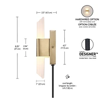 Applique murale enfichable ou fixe Elowen à une ampoule à DEL intégrée de 19 W avec abat-jour en acrylique givré