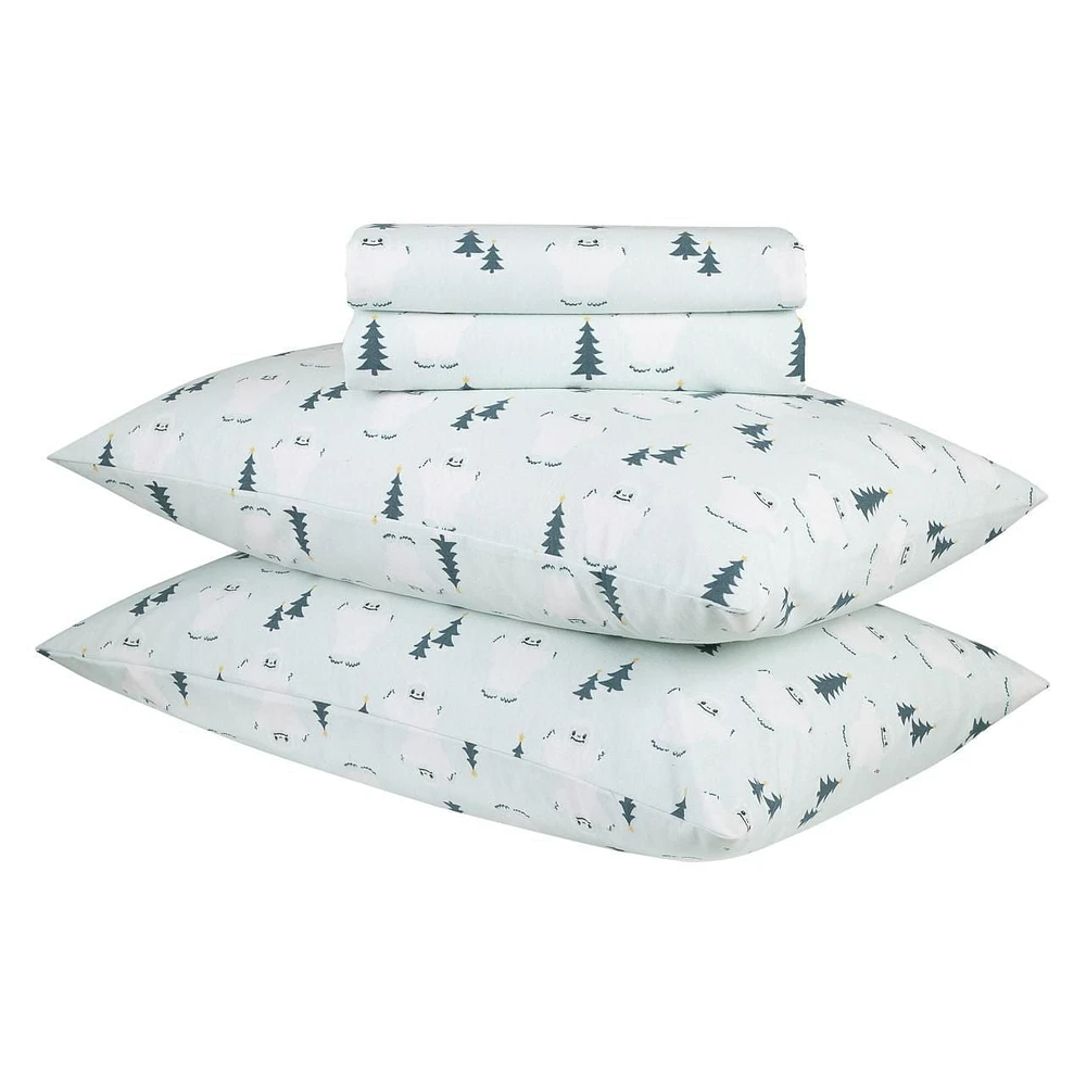 Ensemble de draps en flanelle des Fêtes botanique