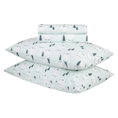 Ensemble de draps en flanelle des Fêtes botanique