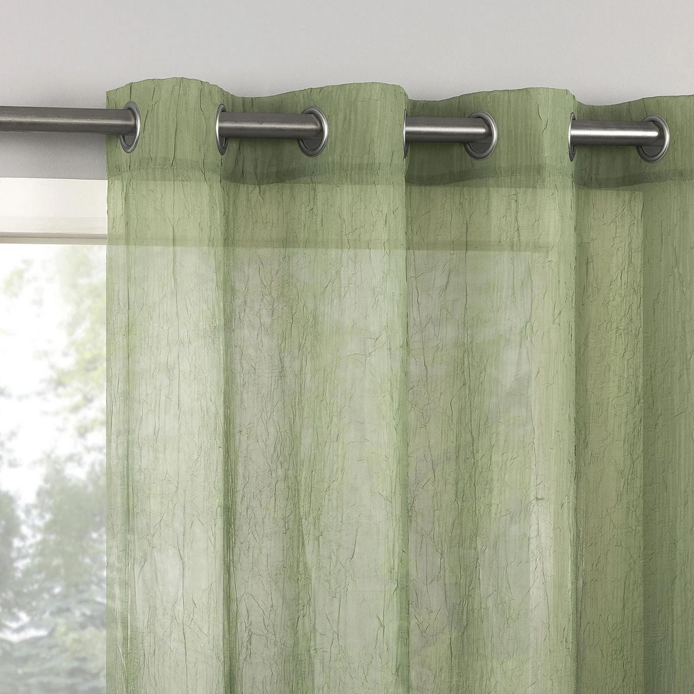 Mainstays Crushed Voile 2-Pack Sheer Grommet Curtain Panel Pair, 2 panels, sheer