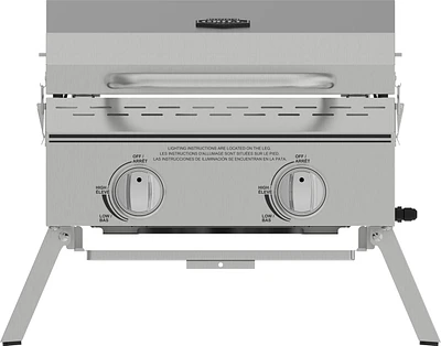 Expert Grill Barbecue au gaz propane de table à 2 brûleurs en acier inoxydable