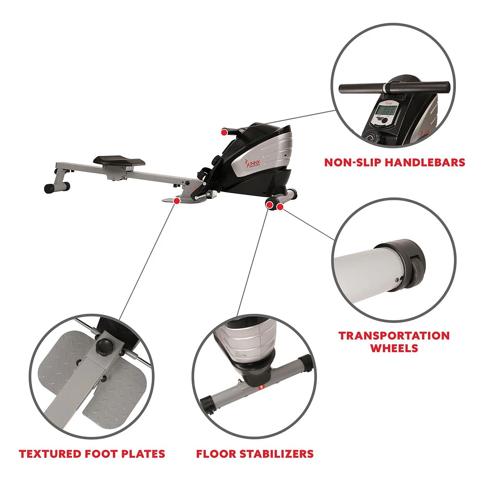 Rameur magnétique à double fonction SF-RW5622 de Sunny Health & Fitness