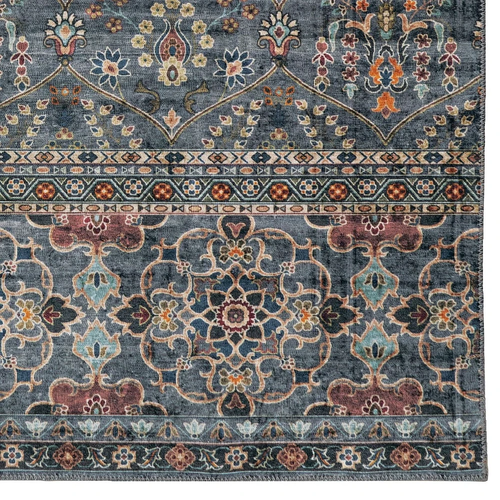Tapis d'appoint lavable Grant 2 pi x 3 pi sarcelle et ivoire