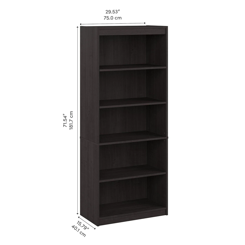 Bibliothèque à 5 tablettes Logan de Bestar, érable graphite