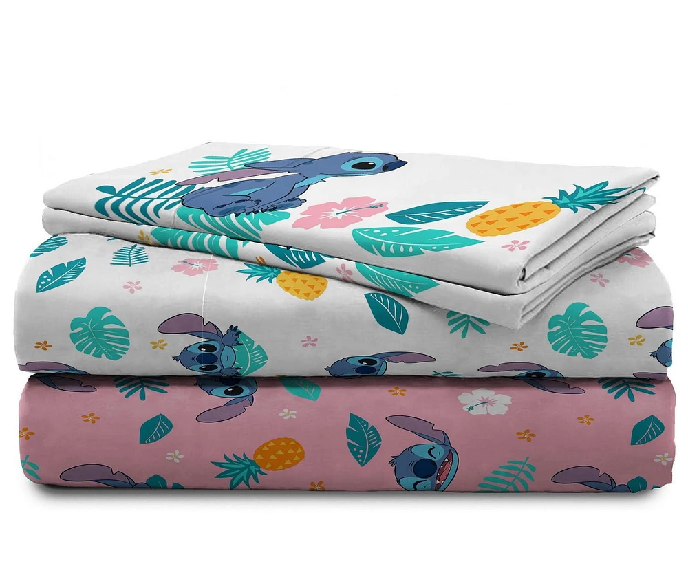 Lilo & Stitch Denim Hawaïen Ensemble de Draps 4-Pièces pour Lit 2 Places Pour Lit 2 Places