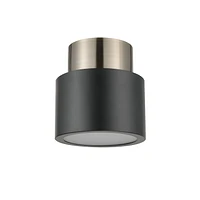 Plafonnier quasi affleurant en métal Stanley par Globe Electric à 1 ampoule, noir mat, accent laiton antique, 61106