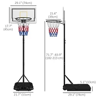 Soozier Cerceau de basket-ball d'extérieur avec roues, hauteur réglable de 6 à 7 pieds