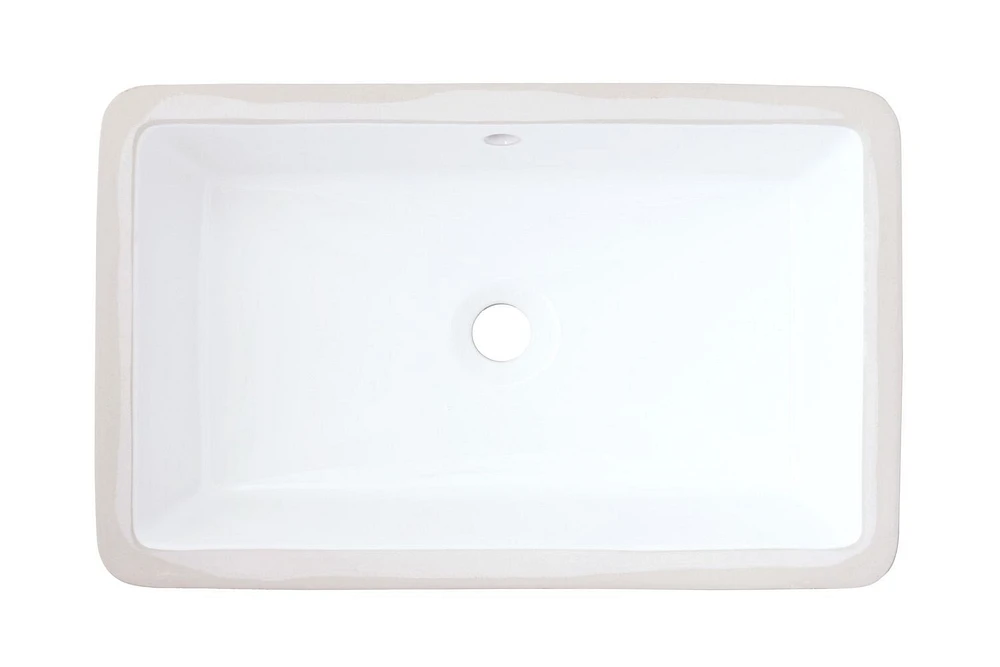 American Imaginations 21.875-in. W CUPC Rectangle Bathroom Undermount Sink Set In White - Black Hardware - Overflow Drain Incl. AI-31813