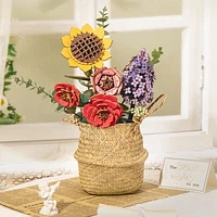 Rokr 3D Wooden Puzzle Pink Rose Flower Bouquet DIY