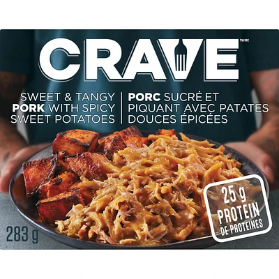 Porc effiloché sucré et piquant avec patates douces épicées surgelé Crave 283G