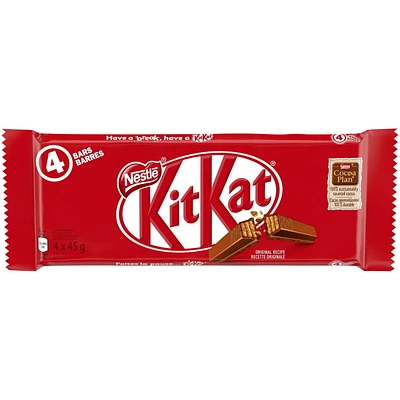 Gaufrettes au chocolat au lait NESTLÉ KITKAT, emballage de 4 4 x 45 g 4x45G