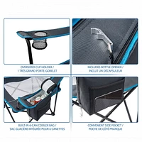 Ozark Trail Chaise surdimensionnée avec filet et glacière intégrée, capacité maximale : 1 personne, couleur : gris, matière : polyester