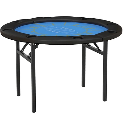 Soozier 47" Foldable Poker Table 8 Player Blackjack Game Table, Black