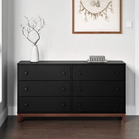 Prepac Nordik White & Oak 6 Drawer 16"D x 54.75"W x 30"H Dresser
