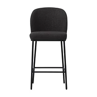 Ensemble de 2 tabourets de bar modernes rembourrés en tissu bouclé de luxe Addison de CorLiving - Tabourets de bar de 25,5 pouces à hauteur de comptoir pour îlot de cuisine - Tabourets modernes élégan