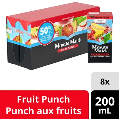 Minute Maid No Sugar Added Fruit Punch 200mL carton 8 pack, 200 x mL