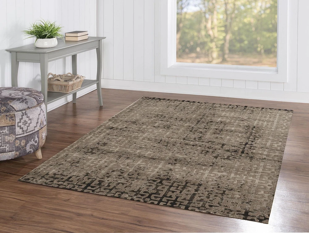 Tapis Bijou Labyrinthe beige et marron de 5 pi x 7 pi 6 po