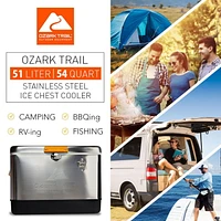 Glacière Ozark Trail 54 pintes Glacière en acier inoxydable avec décapsuleur 85 canettes, 51 L