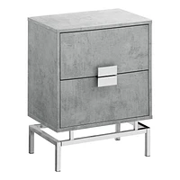 Monarch Specialties Accent Table, Side, End, Nightstand, Lamp, Storage Drawer, Living Room, Bedroom, Grey Laminate, Chrome Metal, Contemporary, Modern