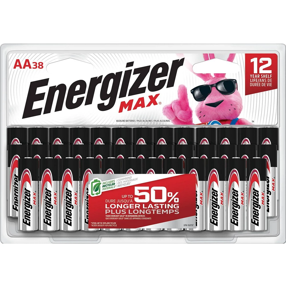 Energizer MAX AA Batteries (38 Pack), Double A Alkaline Batteries, Pack of 38 batteries