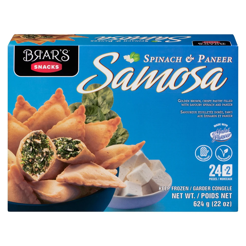 BRAR'S SPINACH AND PANEER SAMOSA, PASTRY FILLED WITH SAVOURY SPINACH AND PANEER