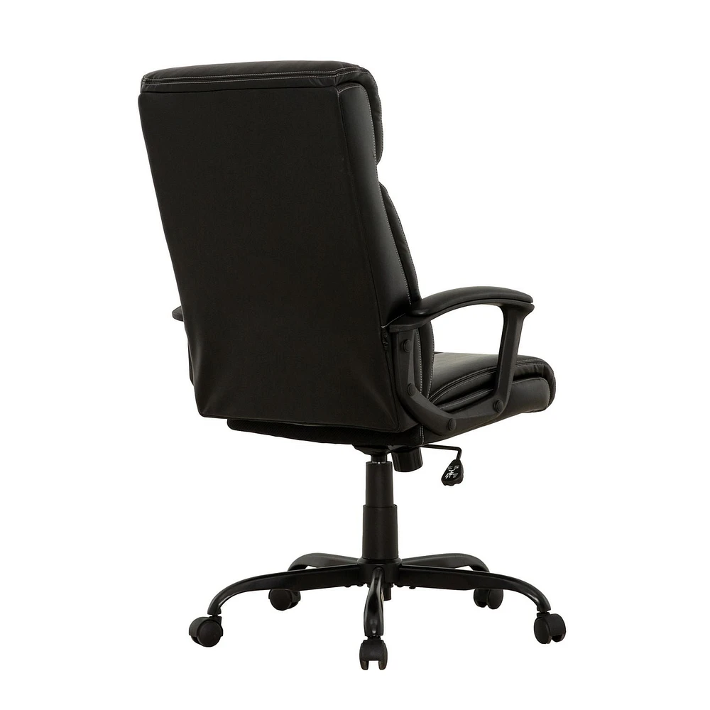 Chaise de bureau ergonomique à dossier haut Sealy® Montgomery en similicuir noir PU.
