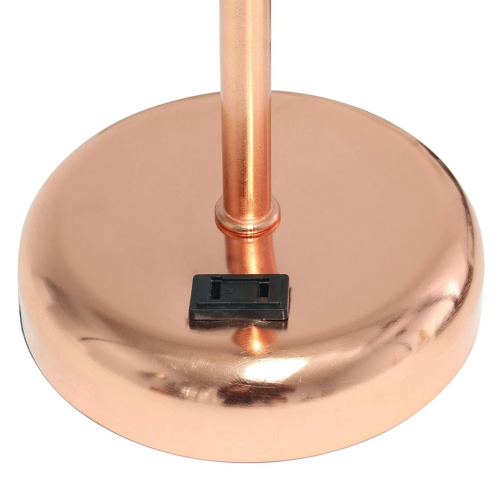 LimeLights Lampe bâton en or rose avec prise de charge et abat-jour en tissu, lot de 2