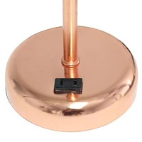 LimeLights Lampe bâton en or rose avec prise de charge et abat-jour en tissu, lot de 2
