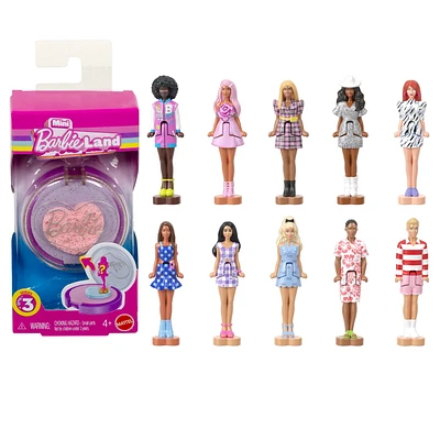 Poupées Barbie Mini Barbie Land Fashionistas, poupées de 1,5 pouce en blush compact, révélation surprise (les styles peuvent varier)