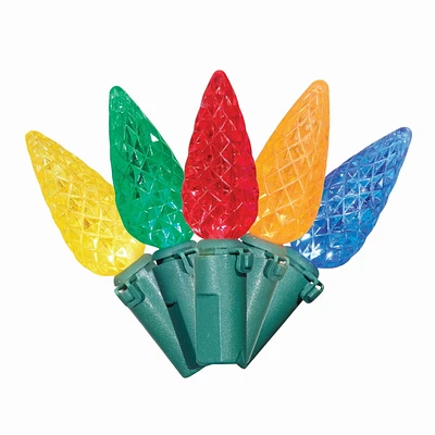 Lot de 70 lumières de Noël C6 à DEL multicolore Holiday Time, taille diamant, avec fil vert, 15,7 pieds