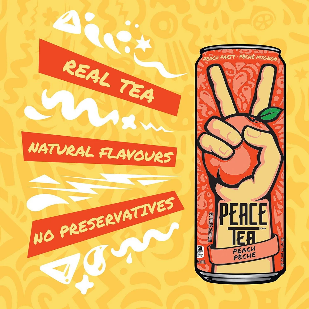 Peace Tea Peach Party Cans, 341 mL, 12 Pack, 12 x 341 mL