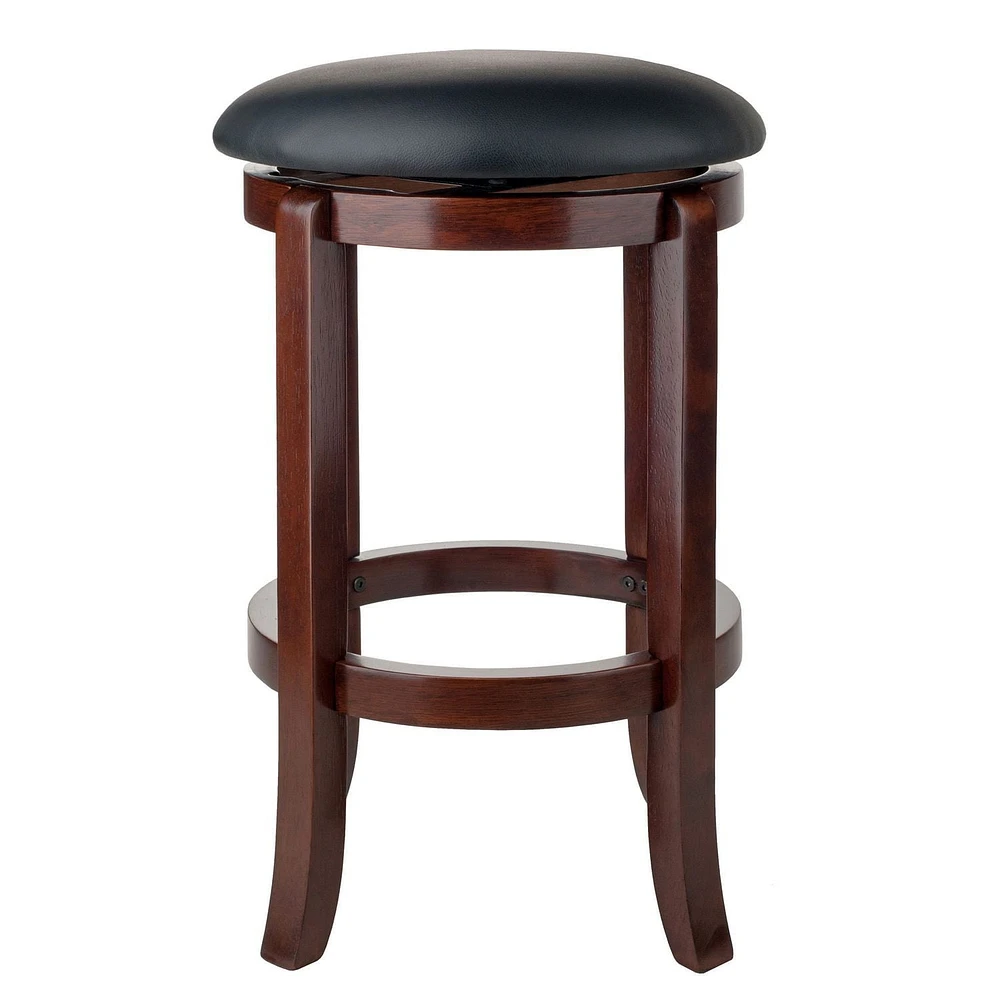 Winsome Tabouret de comptoir à siège pivotant Walcott, noir et noyer