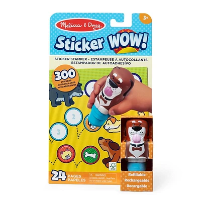 Melissa & Doug Sticker WOW! bloc d'activités de 24 pages et estampeuse à autocollants, 300 autocollants, loisirs créatifs, jouet à manipuler, figurine à collectionner, chien
