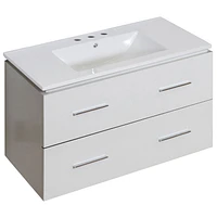 American Imaginations 23.75-in. W Wall Mount Dawn Grey Vanity Set For 3H8-in. Drilling Beige Top White UM Sink AI-18668