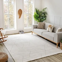 Tapis d'interieur abstrait Rug Branch Casa, beige creme, boheme - Salon, chambre, salle à manger et cuisine<br>