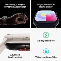 Apple Watch Série 9 GPS Clairement brillante.