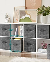 SONGMICS HOME Lot de 6 Cubes de Rangement 28 cm – Bacs d'Organisation Pliables pour Placard avec Poignées, Noir Classique