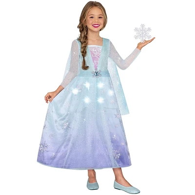 Child's Icy Snow Princess Costume with Light up for Girls