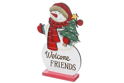 Support De Bonhomme De Neige En Bois Welcome Friends