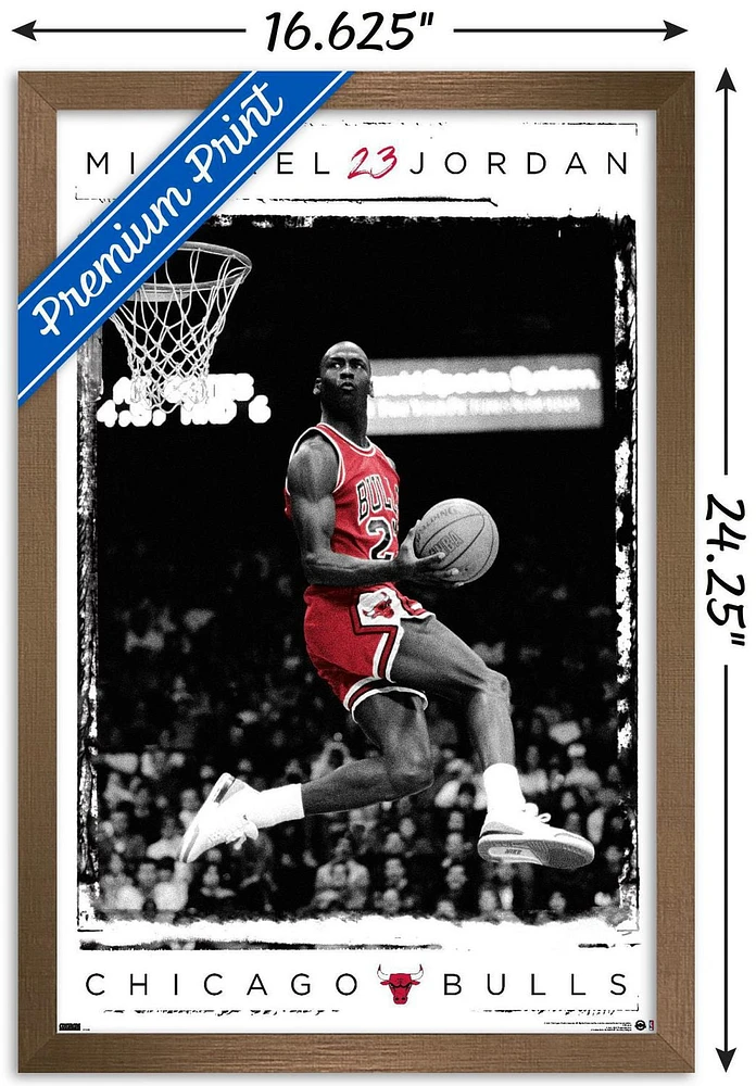 Michael Jordan - Dunk Wall Poster, 14.725" x 22.375" Framed
