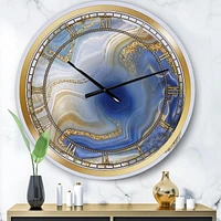 Designart 'Ocean Blue Golden Jasper Agate I' Modern wall clock