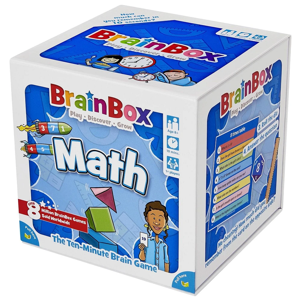 BrainBox Maths - Card Game - Trivia Game -  Fun Game for Family Game Night - Memory Game for Kids and Adults - Ages 8+ - 1+ Players - 10 Minutes -  By Bezzerwizzer