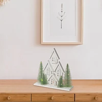 Maison En Bois Led Blanc 12.40"
