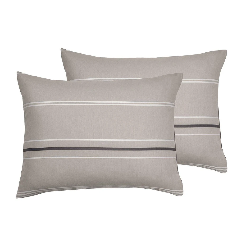 HomeTrends Grey and Blue Jacquard Stripe 3 Piece Duvet Cover Set