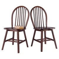 Windsor 2pc Chair Set Walnut Finish