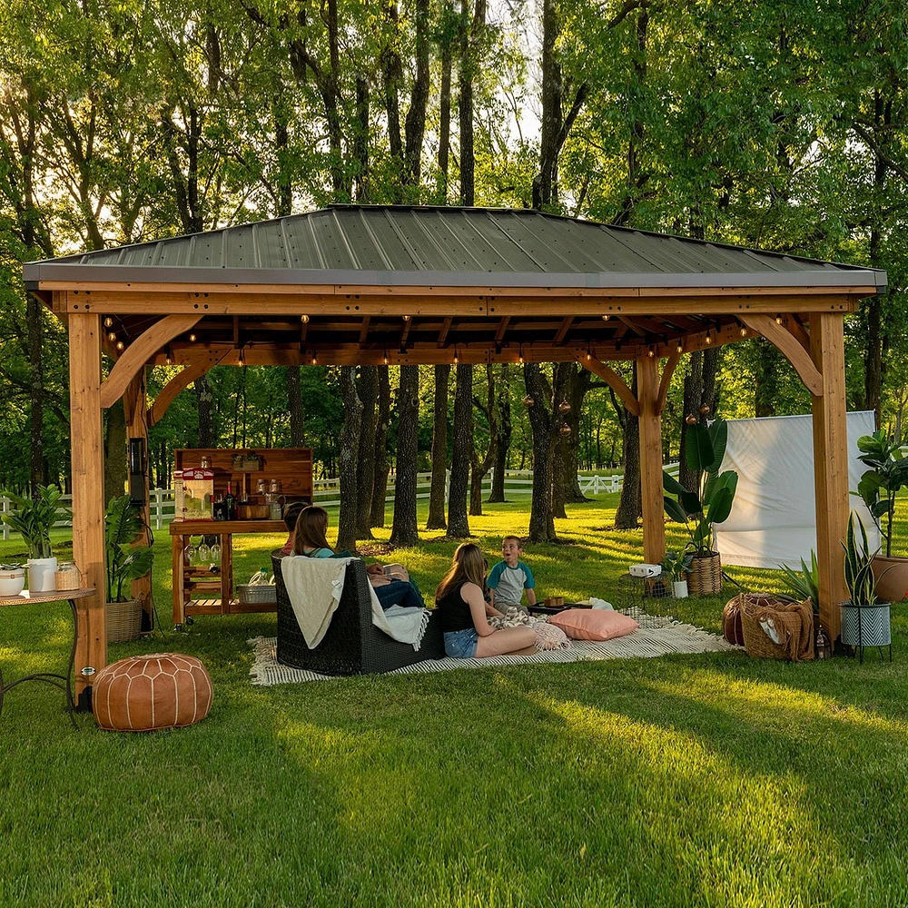 Backyard Discovery Gazebo en cèdre Barrington 14' x 12'