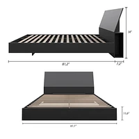Nexera Corbo Platform Bed and Headboard, Black