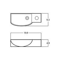 American Imaginations 19.9-in. W Wall Mount White Bathroom Vessel Sink For 1 Hole Right Drilling AI-28590
