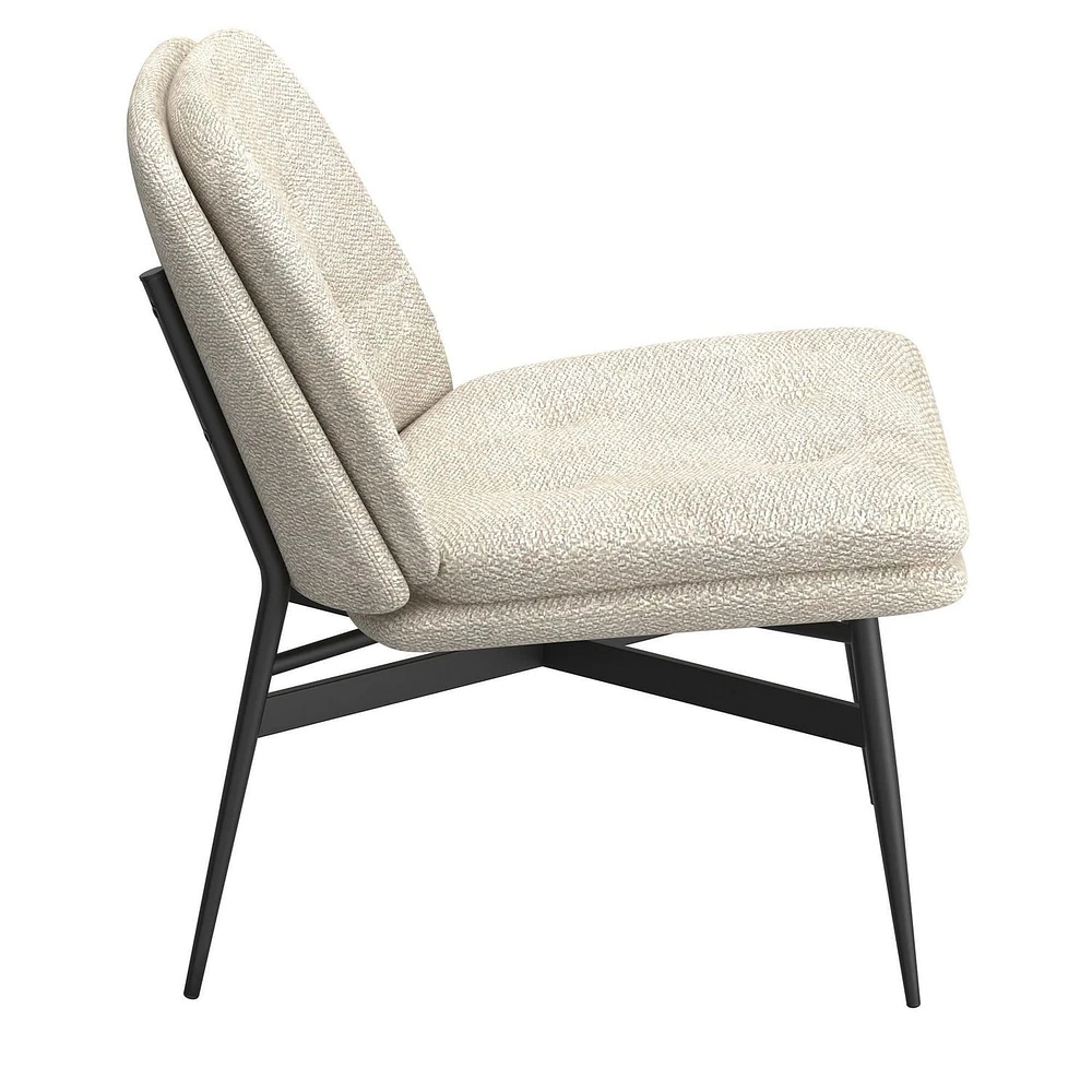 Chaise d’appoint moderne en tissu et en métal – beige et noir